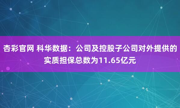 杏彩官网 科华数据：公司及控股子公司对外提供的实质担保总数为11.65亿元