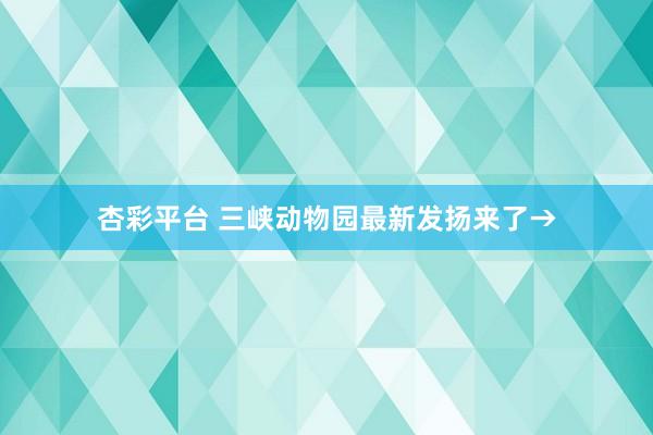 杏彩平台 三峡动物园最新发扬来了→