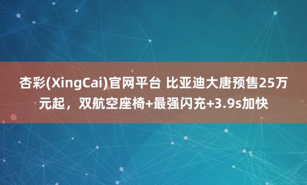 杏彩(XingCai)官网平台 比亚迪大唐预售25万元起，双航空座椅+最强闪充+3.9s加快